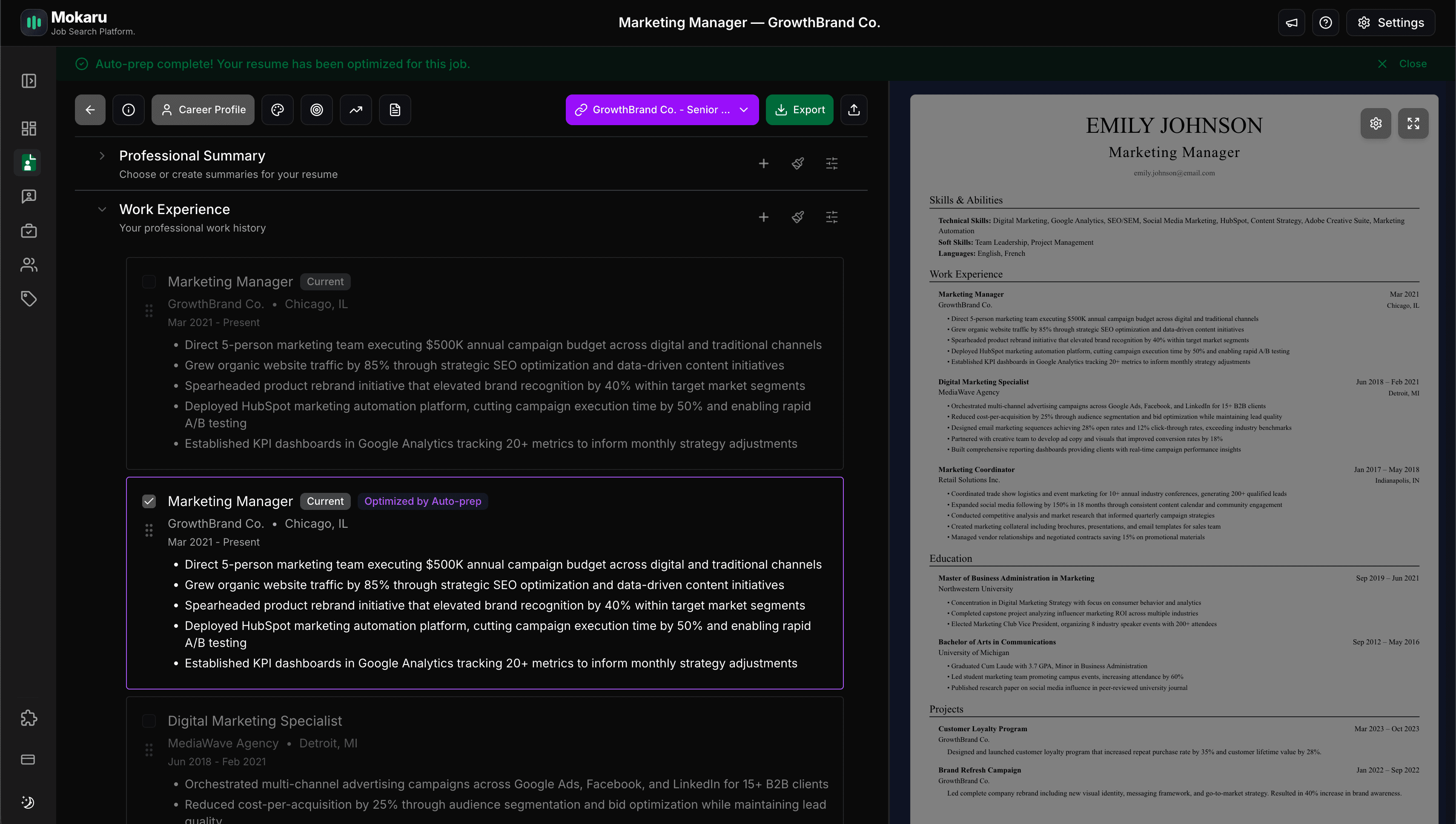 Mokaru product screenshot