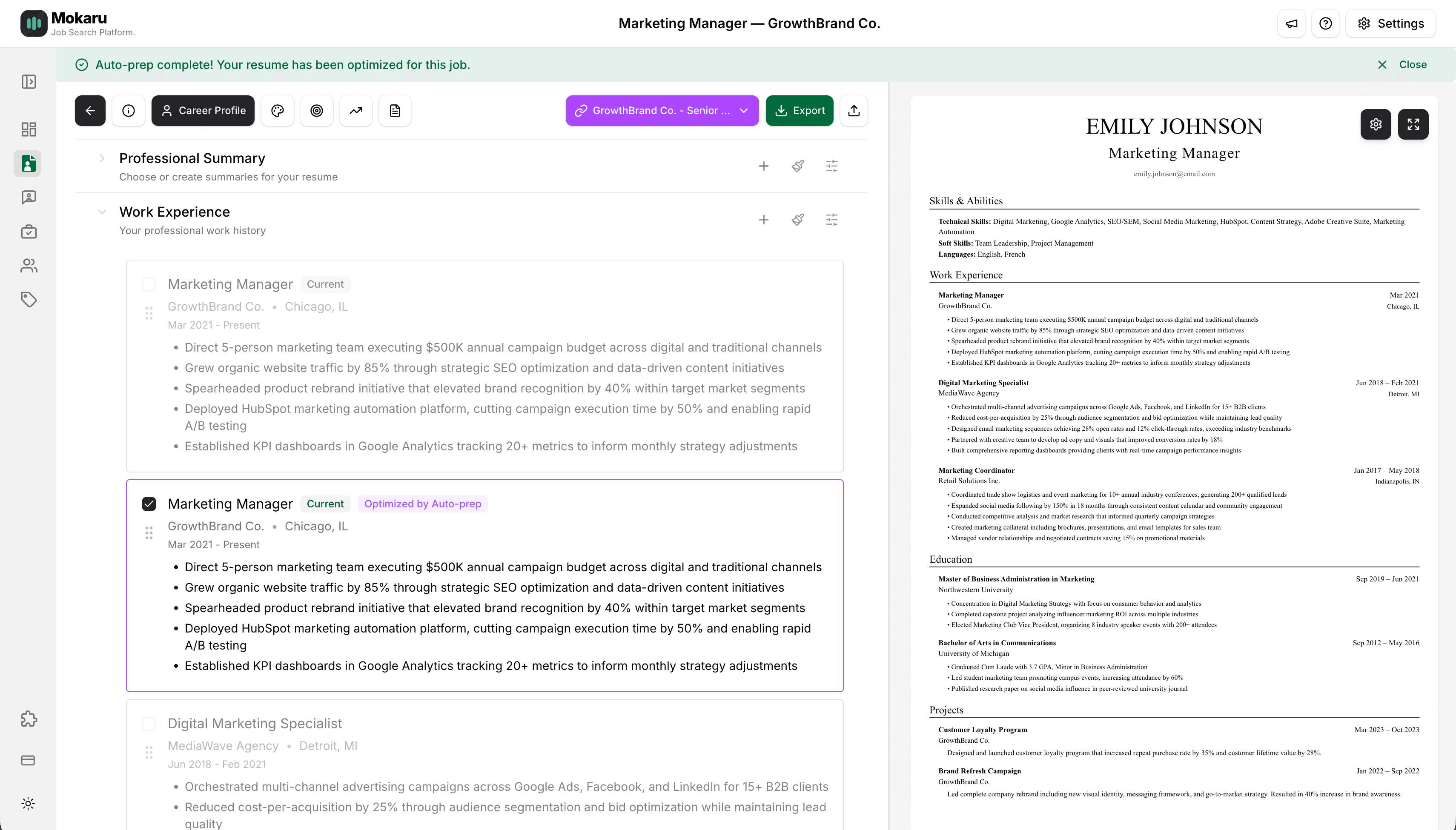 Mokaru product screenshot